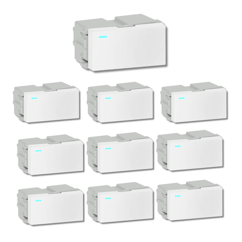 Kit C/ 10 Módulos Int Simples/paral C/led 10a/250v Weg Refinatto Branco