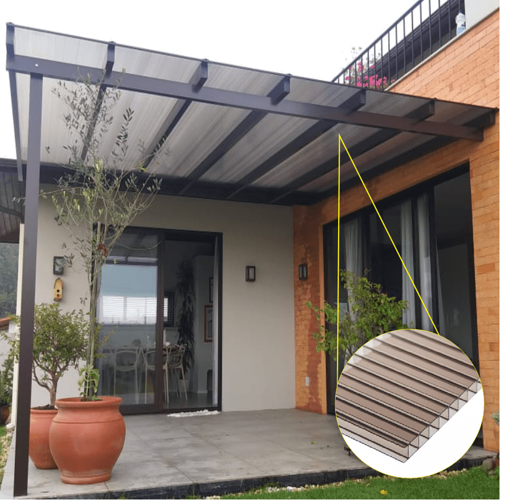 Chapa de Policarbonato Alveolar Bronze 4mm - 1,05m x 2,00m - 5