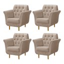 Ver imagem 1 de Kit 4 Poltronas Decorativa Pés Palito em Madeira Playa Linho Bege