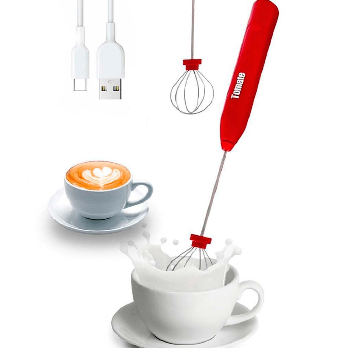 Mixer Mini Batedor Misturador Portátil Faz Espuma Capuccino