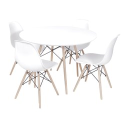 Conjunto Mesa Eames Branca 90cm e 4 Cadeiras Eames Pp Branca - 1