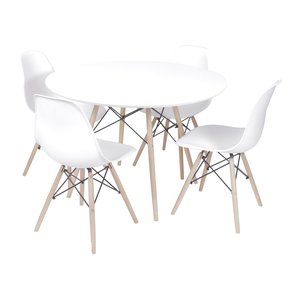 Conjunto Mesa Eames Branca 90cm e 4 Cadeiras Eames Pp Branca