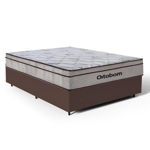 Cama Box com Colchão Ortobom de Molas Ensacadas Pillow In Pro Vida Casal 138cm