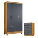 Ver imagem 1 de Guarda Roupa Solteiro Chile e Cômoda Ms913 Freijó Cinza– Moval