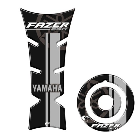 Kit Adesivo Resinado Protetor Tanque e Bocal Moto Yamaha Fazer 250 Teu Adesivo Preto