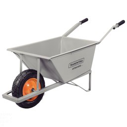 Carrinho de Mão Extraforte Tramontina com Caçamba Reforçada Metálica Cinza 80 L, Braço Metálico e Pn - 1