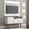 Painel para Tv de até 32 Polegadas com Rack de 2 Portas Yan Branco / Madeirado - 12