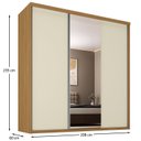 Ver imagem 3 de Guarda-Roupa Casal MDF BP com 3 Portas 1 Espelho e 4 Gavetas Liege Marrom/Nogueira/Off White