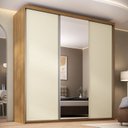 Ver imagem 1 de Guarda-Roupa Casal MDF BP com 3 Portas 1 Espelho e 4 Gavetas Liege Marrom/Nogueira/Off White