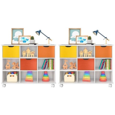 2 Nichos Organizadores Toys 3 Gavetas Branco