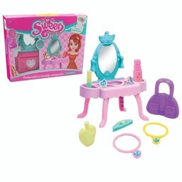 Penteadeira Infantil Princesa - Brinquedo Rosa com Espelho e Acessórios para Meninas - 4