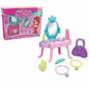 Ver imagem 4 de Penteadeira Infantil Princesa - Brinquedo Rosa com Espelho e Acessórios para Meninas