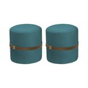 Ver imagem 1 de Kit 2 Puff Decorativo Old com Cinto Estofado em Veludo Azul