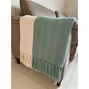 Ver imagem 6 de Kit 2 Manta para Sofá e Peseira de Cama Pistache e Cru Detalhe em Quadriculado 1,20x1.80m