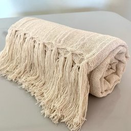 Kit 2 Manta para Sofá e Peseira de Cama Pistache e Cru Detalhe em Quadriculado 1,20x1.80m - 5