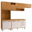 Ver imagem 1 de Cozinha Compacta 4 Peças 258x218 cm Balcao para Pia Malta Freijo Ripado Off Acetinado Poliman