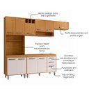Ver imagem 3 de Cozinha Compacta 4 Peças 258x218 cm Balcao para Pia Malta Freijo Ripado Off Acetinado Poliman