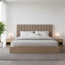 Ver imagem 3 de Cabeceira Cama Casal Queen Estofada Gomos 170cm X 121cm Linho Veludo Cor:linho Philips Amêndoa