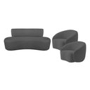 Ver imagem 2 de Kit Recamier Curvo Amsterdã 160cm e 2 Poltronas Amore Luxo Linho Cor Cinza Escuro