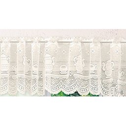 Cortina Bando Renda Cascata Cozinha Bule Bege 3,15x1,00 - 3