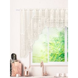 Cortina Bando Renda Cascata Cozinha Bule Bege 3,15x1,00 - 7