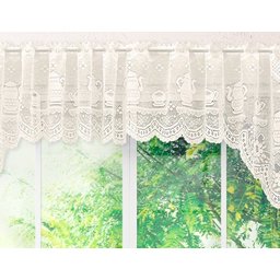 Cortina Bando Renda Cascata Cozinha Bule Bege 3,15x1,00 - 5