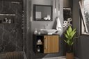 Ver imagem 2 de Conj Gabinete e Espelheira Bremen P/ Banheiro Preto/ripado