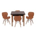 Ver imagem 1 de Conjunto Mesa de Jantar Juliette Preta 80cm com 4 Cadeiras Slim - Marrom