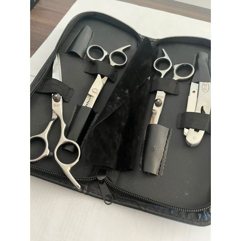 Kit 3 Tesouras Fio Navalha Fio Laser Desfiadeira Profissiona