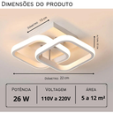 Ver imagem 4 de Luminária Led Moderna Quadrada 26w Bivolt 3 em 1