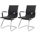 Ver imagem 1 de Kit 2 Cadeiras de Escritório Interlocutor Fixa Baixa Stripes Esteirinha Charles Eames Eiffel Preta