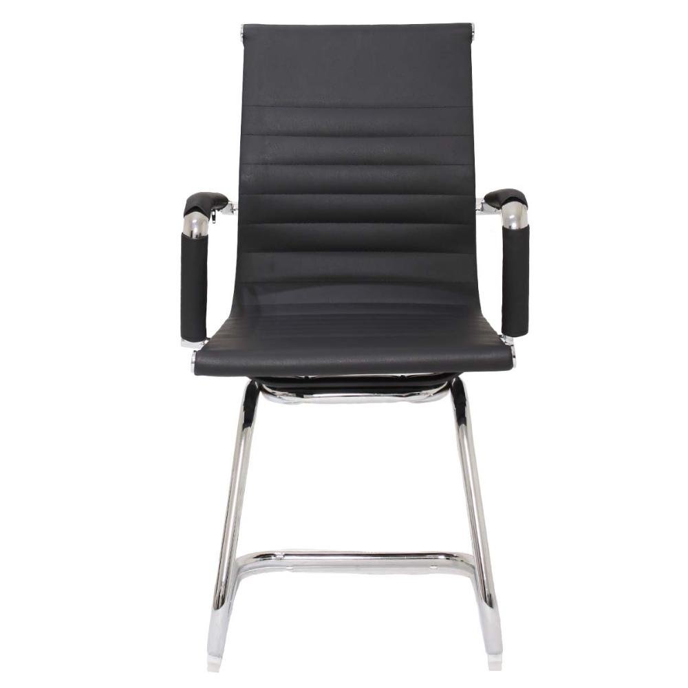 Kit 2 Cadeiras De Escritório Interlocutor Fixa Baixa Stripes Esteirinha Charles Eames Eiffel Preta - 3