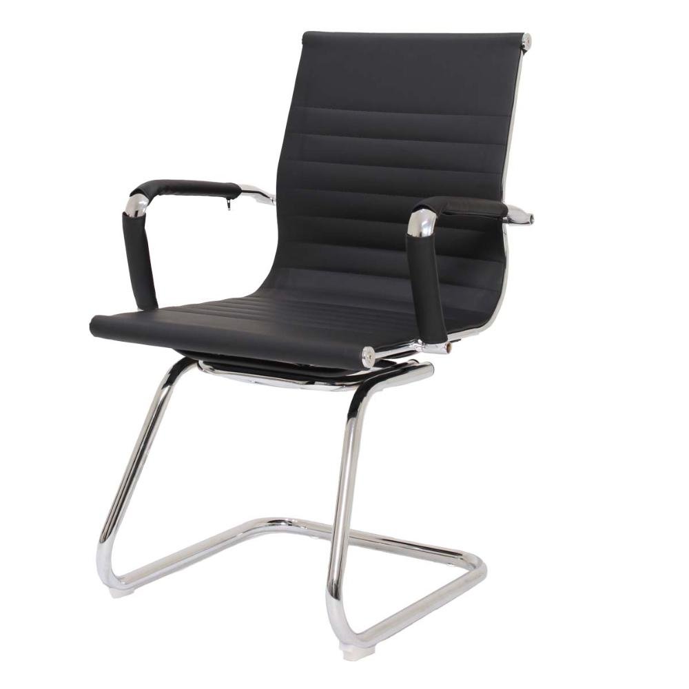 Kit 2 Cadeiras De Escritório Interlocutor Fixa Baixa Stripes Esteirinha Charles Eames Eiffel Preta - 2