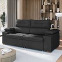 Ver imagem 1 de Sofá Retrátil e Reclinável 2 e 3 Lugares 180cm com USB e Porta-Copos Capri Veludo Titânio