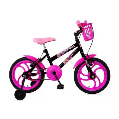 Bicicleta Infantil Aro 16 Feminina Criança - Ello Bike Cor:preto/adesivo Roda