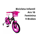 Ver imagem 4 de Bicicleta Infantil Aro 16 Feminina Criança - Ello Bike Cor:preto/adesivo Roda