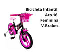 Ver imagem 4 de Bicicleta Infantil Aro 16 Feminina Criança - Ello Bike Cor:preto/adesivo Roda