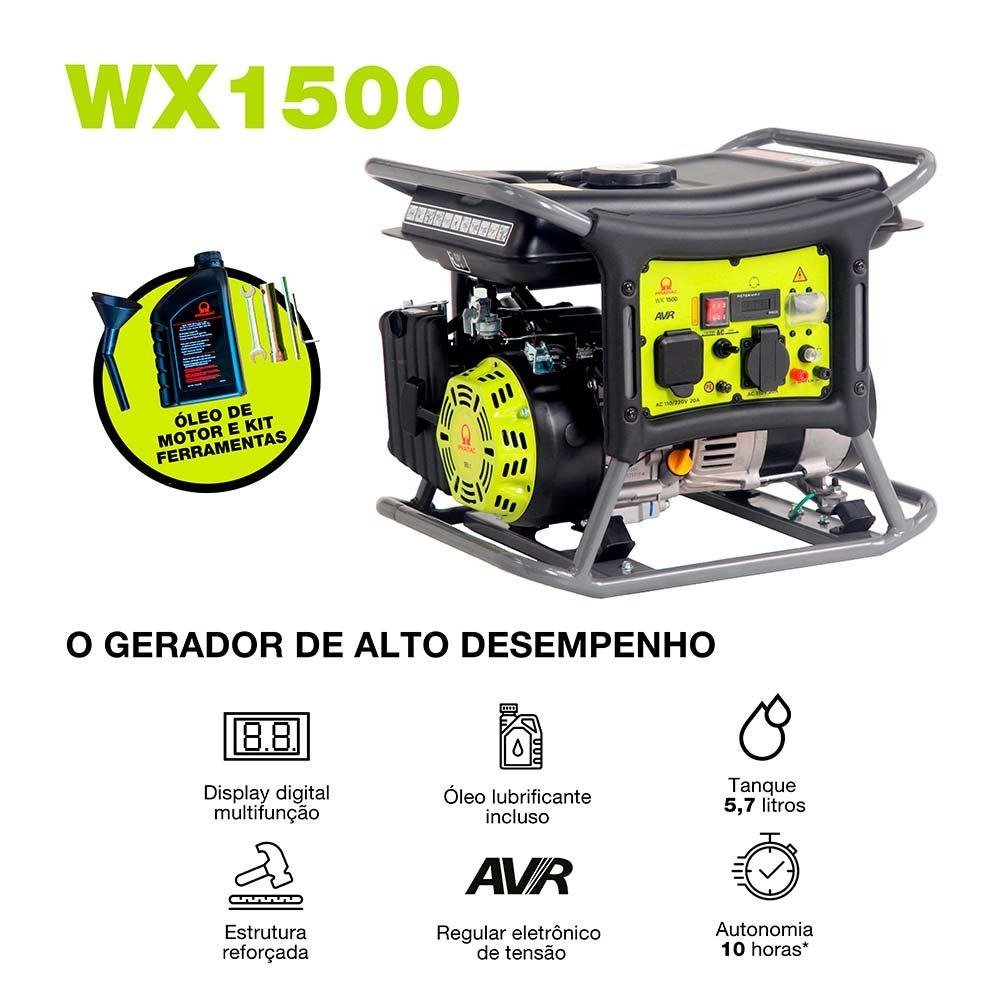 Gerador Gasolina 7,5kva Digital com Avr 4t Wx7500 Mono Bivolt com Bateria Pr802mxb003i Pramac - 3