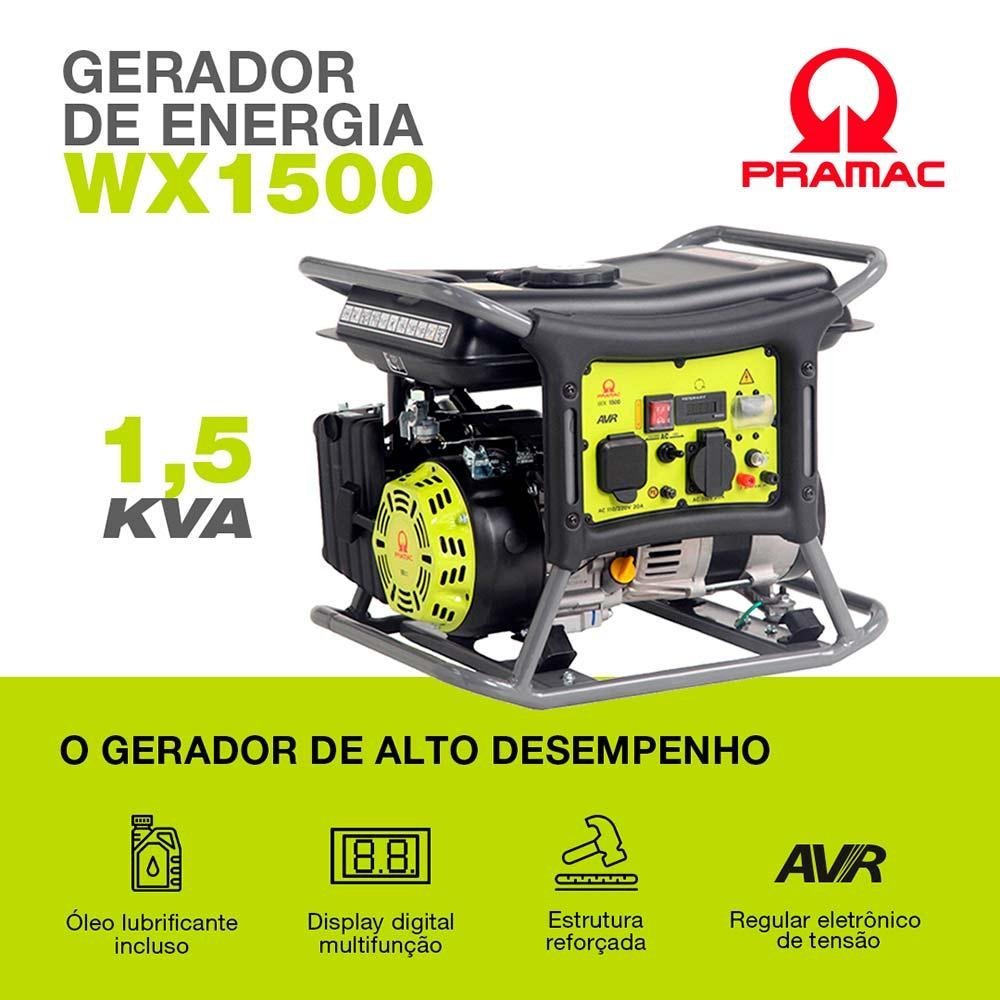 Gerador Gasolina 7,5kva Digital com Avr 4t Wx7500 Mono Bivolt com Bateria Pr802mxb003i Pramac - 9