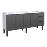 Gabinete Armário Cozinha Jupter 1.80 Mt 100% Aço Galvanizado P/ Pia -balção 180 Cm -3 Portas- 3 Gave - 2
