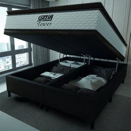 Cama Box Baú King Gazin Colchão Molas Ensacadas com Pillow Top Tower Branco/marrom - 3