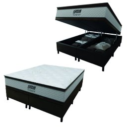 Cama Box Baú King Gazin Colchão Molas Ensacadas com Pillow Top Tower Branco/marrom - 1