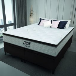 Cama Box Baú King Gazin Colchão Molas Ensacadas com Pillow Top Tower Branco/marrom - 2