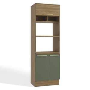 Kit Forno Torre Quente Cozinha Botanic 70cm 03 Portas M627 Kappesberg - Nogueira/verde Oliva
