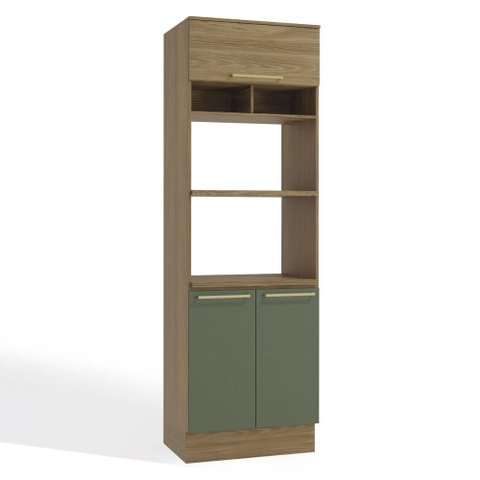 Kit Forno Torre Quente Cozinha Botanic 70cm 03 Portas M627 Kappesberg - Nogueira/verde Oliva