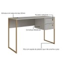 Ver imagem 3 de Escrivaninha Mesa de Computador Industrial 2 Gavetas Arenas/dourado