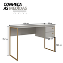 Ver imagem 2 de Escrivaninha Mesa de Computador Industrial 2 Gavetas Arenas/dourado