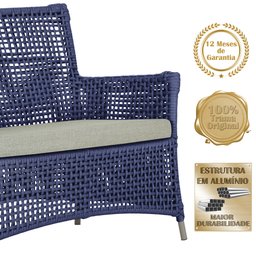 Jogo Sofá e 2 Poltronas de Área Igapó Alumínio Pintura Fendi Corda Náutica Estofado 3 Trama - 4