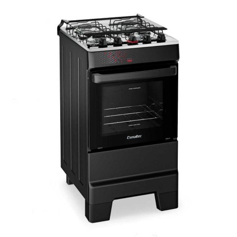 Fogão a Gás 4 Bocas Automático Ideal Top Preto Mesa Inox T4iap - Esmaltec