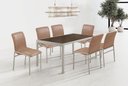 Ver imagem 4 de Conjunto Mesa Atenas 160cm 6 Cadeiras Premium Gol Decor Café/Champagne/Bege/Champagne